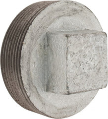 Made in USA - Class 150, 3" Galvanized Pipe Square Plug - Threaded, Malleable Iron - Exact Tooling