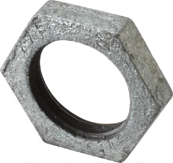 Made in USA - Class 150, 1" Galvanized Pipe Hex Locknut - Threaded, Malleable Iron - Exact Tooling
