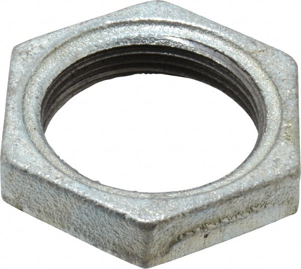 Made in USA - Class 150, 1-1/4" Galvanized Pipe Hex Locknut - Threaded, Malleable Iron - Exact Tooling