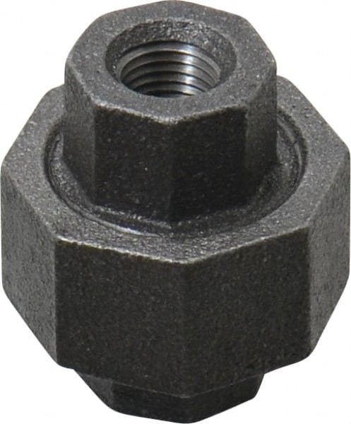 Made in USA - Size 1/4", Class 150, Malleable Iron Black Pipe Union - 150 psi, Threaded End Connection - Exact Tooling