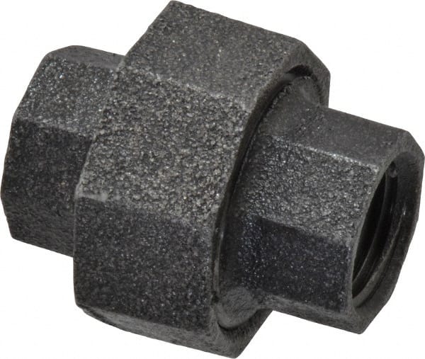 Made in USA - Size 1/2", Class 150, Malleable Iron Black Pipe Union - 150 psi, Threaded End Connection - Exact Tooling