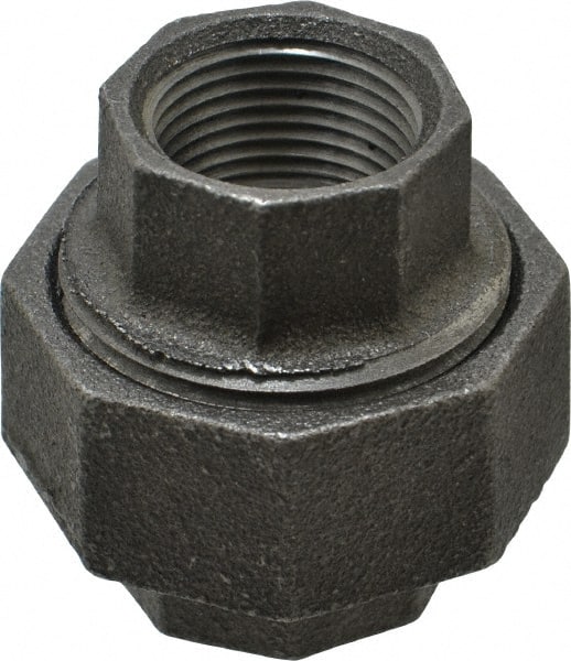 Made in USA - Size 3/4", Class 150, Malleable Iron Black Pipe Union - 150 psi, Threaded End Connection - Exact Tooling