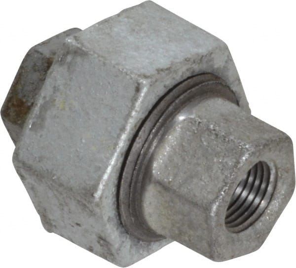 Made in USA - Class 150, 1/8" Galvanized Pipe Union - Threaded, Malleable Iron - Exact Tooling