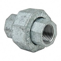 Made in USA - Class 150, 1/2" Galvanized Pipe Union - Threaded, Malleable Iron - Exact Tooling