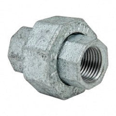 Made in USA - Class 150, 1/2" Galvanized Pipe Union - Threaded, Malleable Iron - Exact Tooling