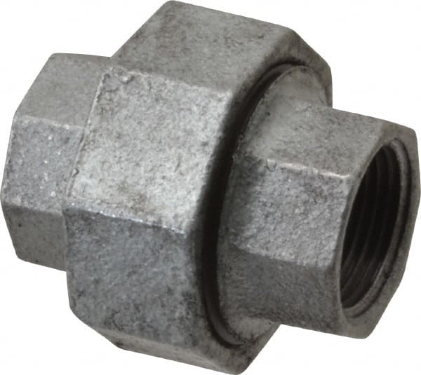 Made in USA - Class 150, 3/4" Galvanized Pipe Union - Threaded, Malleable Iron - Exact Tooling