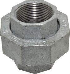 Made in USA - Class 150, 1-1/4" Galvanized Pipe Union - Threaded, Malleable Iron - Exact Tooling