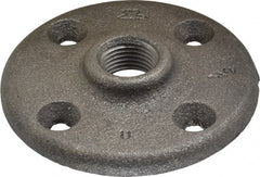 Made in USA - 1/2" Pipe, 3" OD, 5/8" Hub Length, Black Floor Pipe Flange - 2.1" Across Bolt Hole Centers, 1/4" Bolt Hole, 150 psi, Class 150 - Exact Tooling