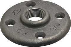 Made in USA - 3/4" Pipe, 3-1/4" OD, 5/8" Hub Length, Black Floor Pipe Flange - 2-1/2" Across Bolt Hole Centers, 1/4" Bolt Hole, 150 psi, Class 150 - Exact Tooling