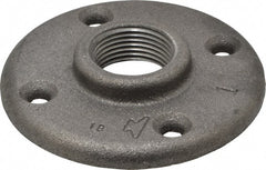 Made in USA - 1" Pipe, 4" OD, 11/16" Hub Length, Black Floor Pipe Flange - 3" Across Bolt Hole Centers, 1/4" Bolt Hole, 150 psi, Class 150 - Exact Tooling