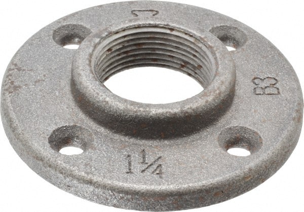 Made in USA - 1-1/4" Pipe, 4" OD, 13/16" Hub Length, Black Floor Pipe Flange - 3" Across Bolt Hole Centers, 1/4" Bolt Hole, 150 psi, Class 150 - Exact Tooling