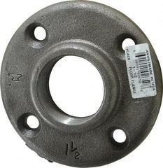 Made in USA - 1-1/2" Pipe, 4-1/2" OD, 7/8" Hub Length, Black Floor Pipe Flange - 3-1/2" Across Bolt Hole Centers, 5/16" Bolt Hole, 150 psi, Class 150 - Exact Tooling