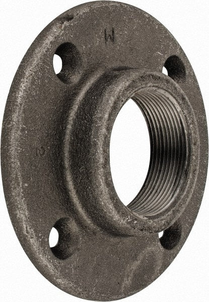 Made in USA - 2" Pipe, 5-1/2" OD, 1" Hub Length, Black Floor Pipe Flange - 4-1/4" Across Bolt Hole Centers, 5/16" Bolt Hole, 150 psi, Class 150 - Exact Tooling