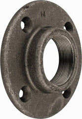 Made in USA - 2" Pipe, 5-1/2" OD, 1" Hub Length, Black Floor Pipe Flange - 4-1/4" Across Bolt Hole Centers, 5/16" Bolt Hole, 150 psi, Class 150 - Exact Tooling