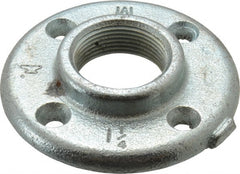 Made in USA - 1-1/4" Pipe, 4" OD, 13/16" Hub Length, Galvanized Floor Pipe Flange - 3" Across Bolt Hole Centers, 1/4" Bolt Hole, 150 psi, Class 150 - Exact Tooling