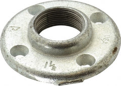 Made in USA - 1-1/2" Pipe, 4-1/2" OD, 7/8" Hub Length, Galvanized Floor Pipe Flange - 3-1/2" Across Bolt Hole Centers, 5/16" Bolt Hole, 150 psi, Class 150 - Exact Tooling