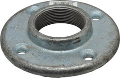 Made in USA - 2" Pipe, 5-1/2" OD, 1" Hub Length, Galvanized Floor Pipe Flange - 4-1/4" Across Bolt Hole Centers, 5/16" Bolt Hole, 150 psi, Class 150 - Exact Tooling