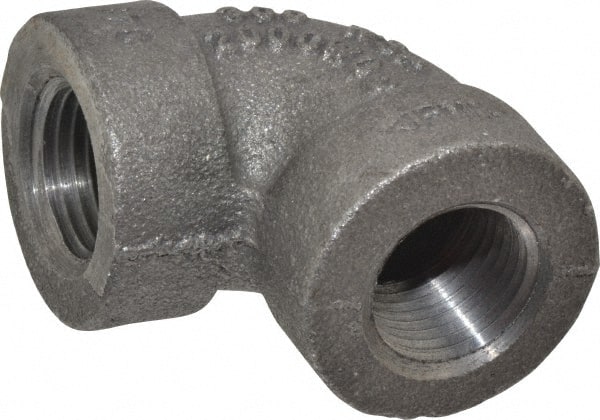 Made in USA - Size 1/2", Class 300, Malleable Iron Black Pipe 90° Elbow - 300 psi, Threaded End Connection - Exact Tooling