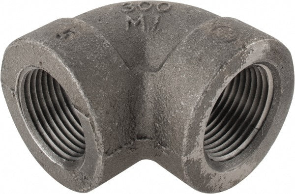 Made in USA - Size 1", Class 300, Malleable Iron Black Pipe 90° Elbow - 300 psi, Threaded End Connection - Exact Tooling