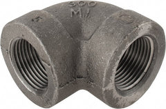 Made in USA - Size 1", Class 300, Malleable Iron Black Pipe 90° Elbow - 300 psi, Threaded End Connection - Exact Tooling