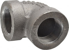 Made in USA - Size 1-1/4", Class 300, Malleable Iron Black Pipe 90° Elbow - 300 psi, Threaded End Connection - Exact Tooling