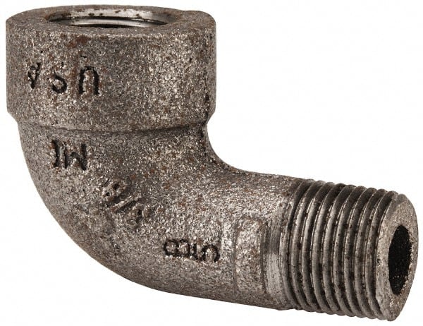 Made in USA - Size 3/8", Class 300, Malleable Iron Black Pipe 90° Street Elbow - 300 psi, Threaded End Connection - Exact Tooling