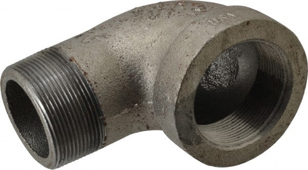 Made in USA - Size 2", Class 300, Malleable Iron Black Pipe 90° Street Elbow - 300 psi, Threaded End Connection - Exact Tooling