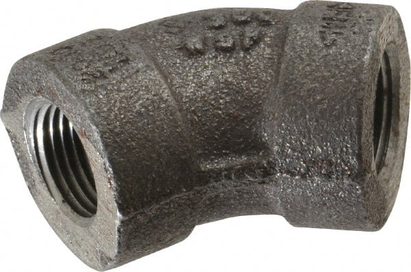 Made in USA - Size 3/8", Class 300, Malleable Iron Black Pipe 45° Elbow - 300 psi, Threaded End Connection - Exact Tooling