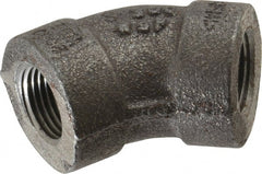 Made in USA - Size 3/8", Class 300, Malleable Iron Black Pipe 45° Elbow - 300 psi, Threaded End Connection - Exact Tooling