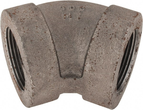 Made in USA - Size 1-1/4", Class 300, Malleable Iron Black Pipe 45° Elbow - 300 psi, Threaded End Connection - Exact Tooling