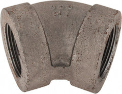 Made in USA - Size 1-1/4", Class 300, Malleable Iron Black Pipe 45° Elbow - 300 psi, Threaded End Connection - Exact Tooling