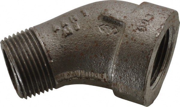 Made in USA - Size 1", Class 300, Malleable Iron Black Pipe 45° Street Elbow - 300 psi, Threaded End Connection - Exact Tooling