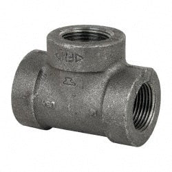 Made in USA - Size 1", Class 300, Malleable Iron Black Pipe Tee - 300 psi, Threaded End Connection - Exact Tooling