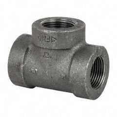 Made in USA - Size 1", Class 300, Malleable Iron Black Pipe Tee - 300 psi, Threaded End Connection - Exact Tooling