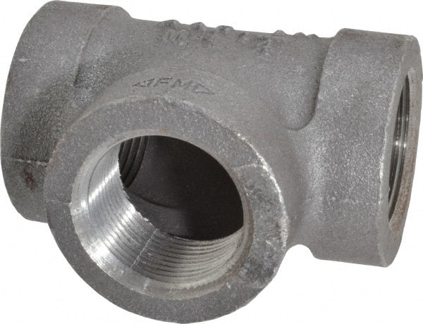 Made in USA - Size 1-1/4", Class 300, Malleable Iron Black Pipe Tee - 300 psi, Threaded End Connection - Exact Tooling