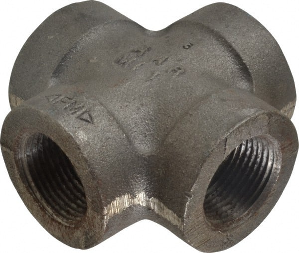 Made in USA - Size 1", Class 300, Malleable Iron Black Pipe Cross - 300 psi, Threaded End Connection - Exact Tooling