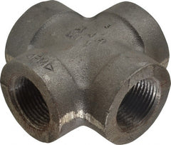 Made in USA - Size 1", Class 300, Malleable Iron Black Pipe Cross - 300 psi, Threaded End Connection - Exact Tooling
