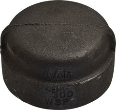 Made in USA - Size 1-1/2", Class 300, Malleable Iron Black Pipe End Cap - 300 psi, Threaded End Connection - Exact Tooling