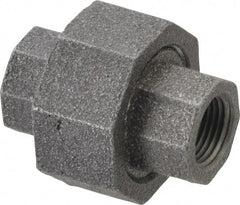Made in USA - Size 3/8", Class 300, Malleable Iron Black Pipe Union - 300 psi, Threaded End Connection - Exact Tooling