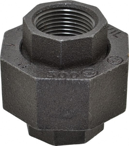 Made in USA - Size 1", Class 300, Malleable Iron Black Pipe Union - 300 psi, Threaded End Connection - Exact Tooling
