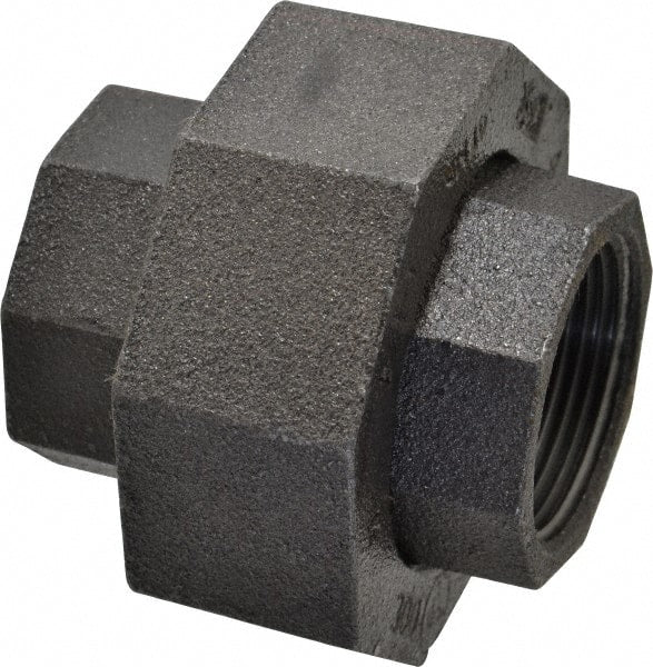 Made in USA - Size 1-1/4", Class 300, Malleable Iron Black Pipe Union - 300 psi, Threaded End Connection - Exact Tooling