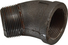 Made in USA - Size 1-1/4", Class 150, Malleable Iron Black Pipe 45° Street Elbow - 150 psi, Threaded End Connection - Exact Tooling