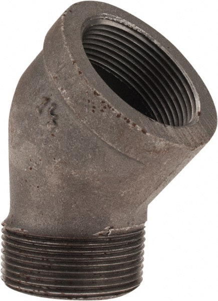 Made in USA - Size 1-1/2", Class 150, Malleable Iron Black Pipe 45° Street Elbow - 150 psi, Threaded End Connection - Exact Tooling