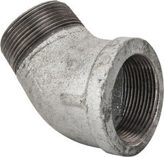 Made in USA - Class 150, 1-1/2" Galvanized Pipe 45° Street Elbow - Threaded, Malleable Iron - Exact Tooling