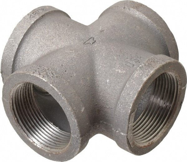 Made in USA - Size 1-1/2", Class 150, Malleable Iron Black Pipe Cross - 150 psi, Threaded End Connection - Exact Tooling