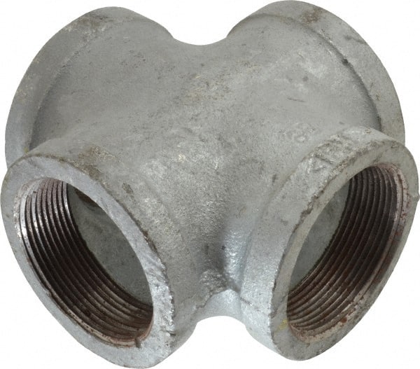 Made in USA - Class 150, 2" Galvanized Pipe Cross - Threaded, Malleable Iron - Exact Tooling