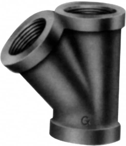 Made in USA - Class 150, 3" Galvanized Pipe 45° Lateral Y-Branch - Threaded, Malleable Iron - Exact Tooling