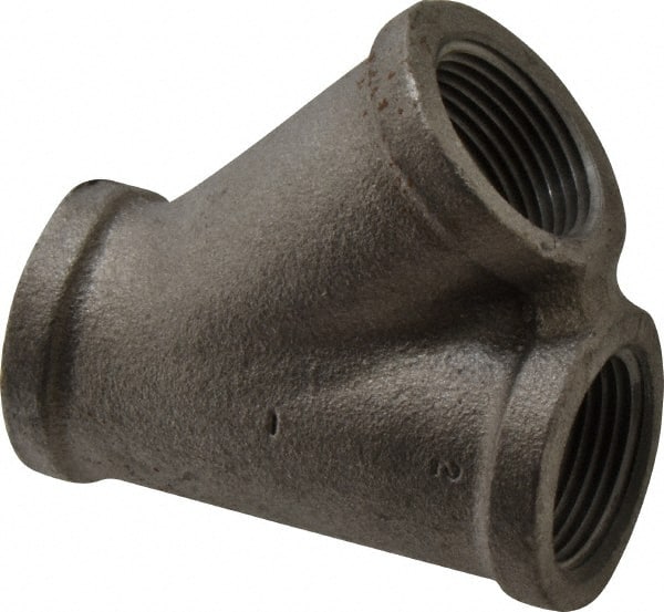 Made in USA - Size 1", Class 150, Malleable Iron Black Pipe 45° Lateral Y-Branch - 150 psi, Threaded End Connection - Exact Tooling