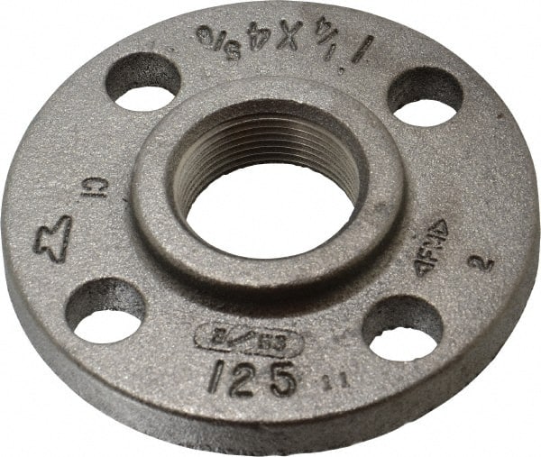Made in USA - 1-1/4" Pipe, 4-5/8" OD, 13/16" Hub Length, Iron Threaded Pipe Flange - 2-5/16" Across Bolt Hole Centers, 3/4" Bolt Hole, 175 psi, Class 125 - Exact Tooling