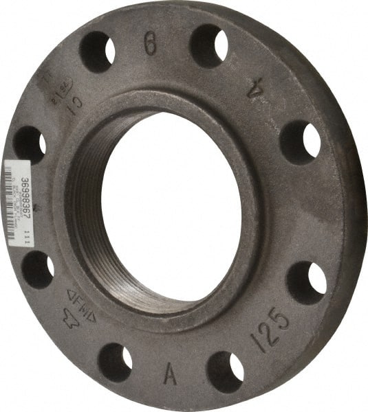 Made in USA - 4" Pipe, 9" OD, 1-5/16" Hub Length, Iron Threaded Pipe Flange - 5-5/16" Across Bolt Hole Centers, 7/8" Bolt Hole, 175 psi, Class 125 - Exact Tooling